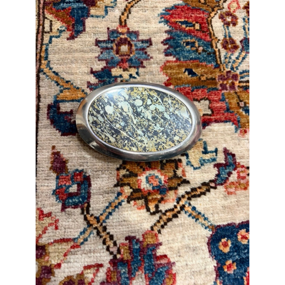 Vintage Abstract Art Belt Buckle Silver Tone Oval Paint Splatter